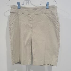 Studio Works Tan Bermuda Shorts / Size 10 / Elastic Waist